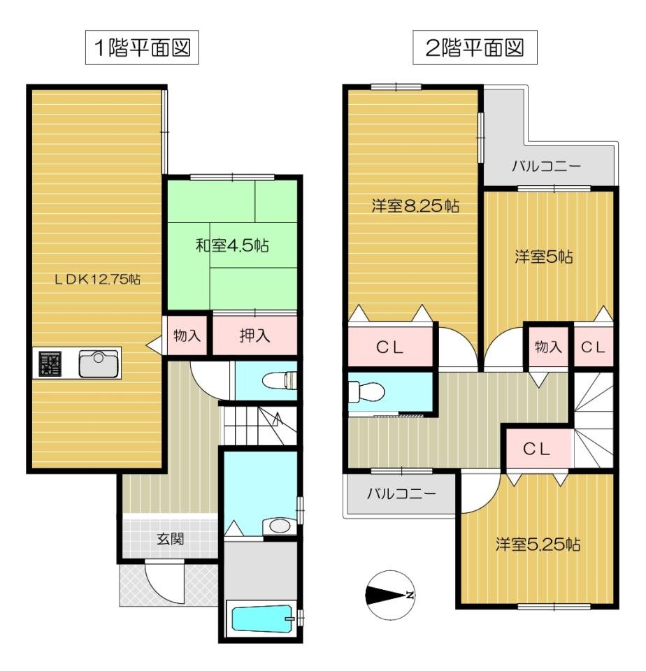 野一戸建て　間取り図